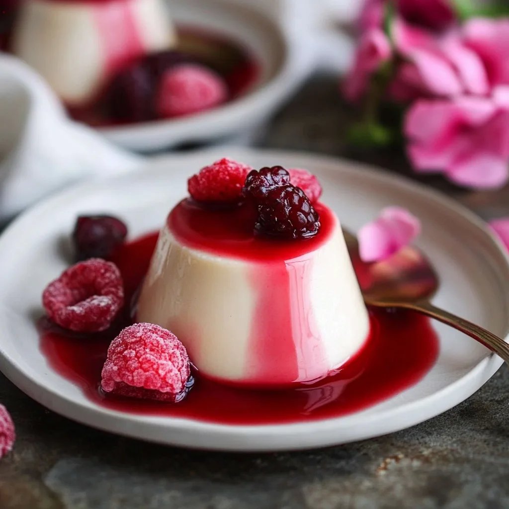 Rosen-Panna-Cotta mit Himbeerkompott