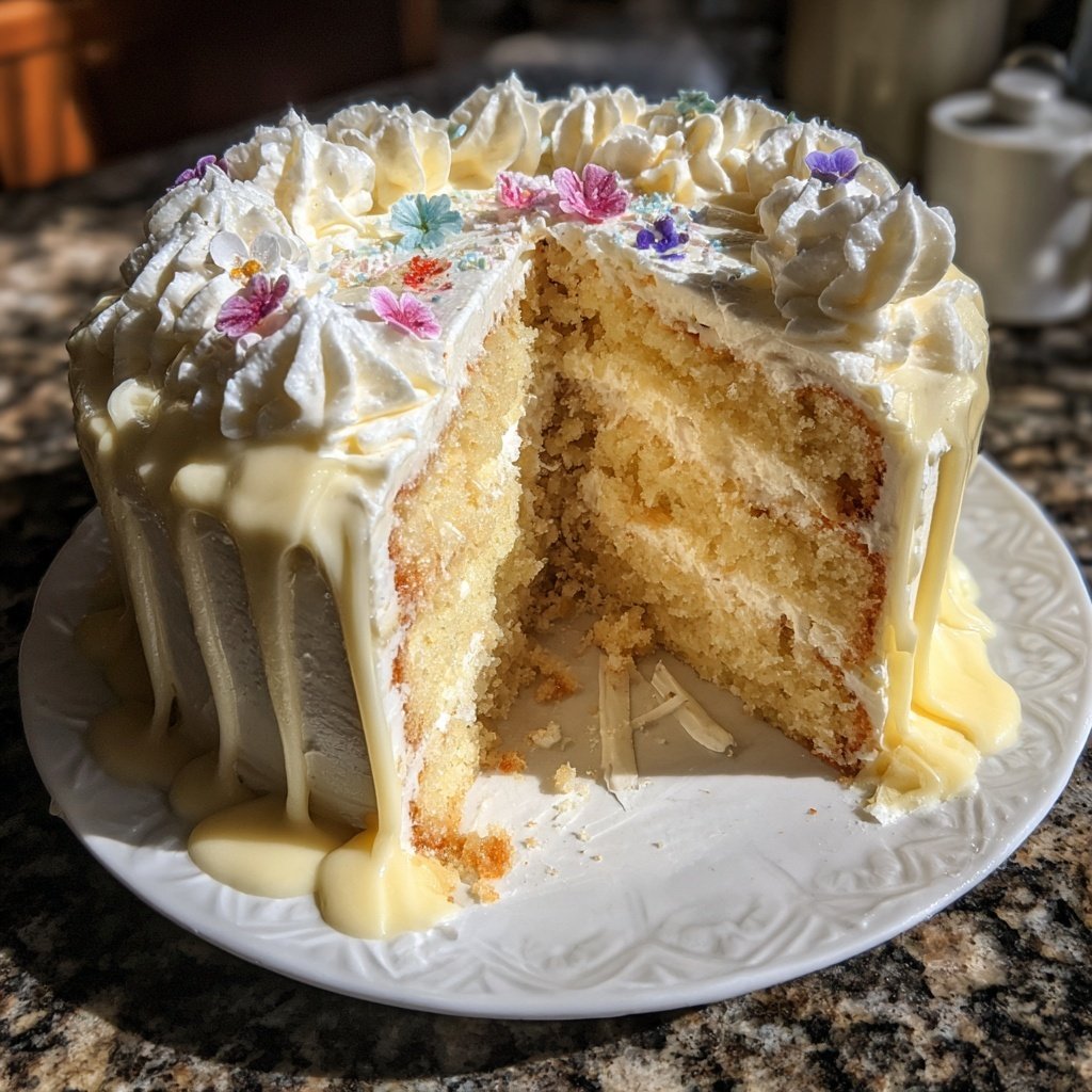 Geburtstagskuchen mit Vanillecreme