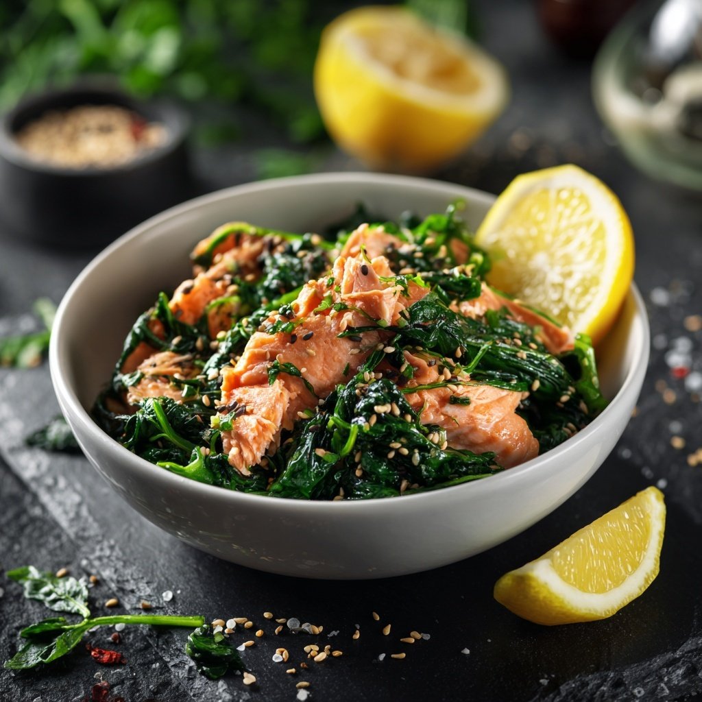 Kalorienarme Lachs Bowl Mit Spinat