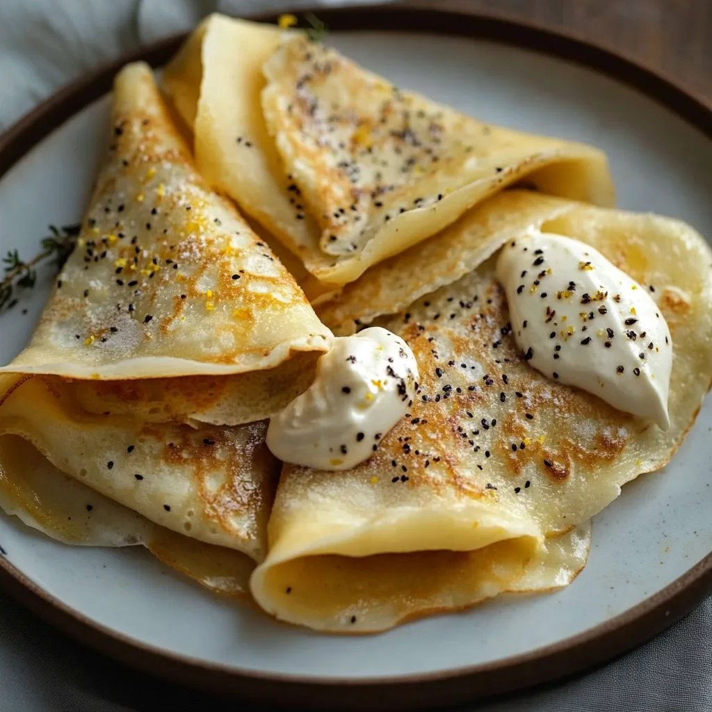 Mohn-Crêpes mit spritziger Zitronencreme und Ricotta