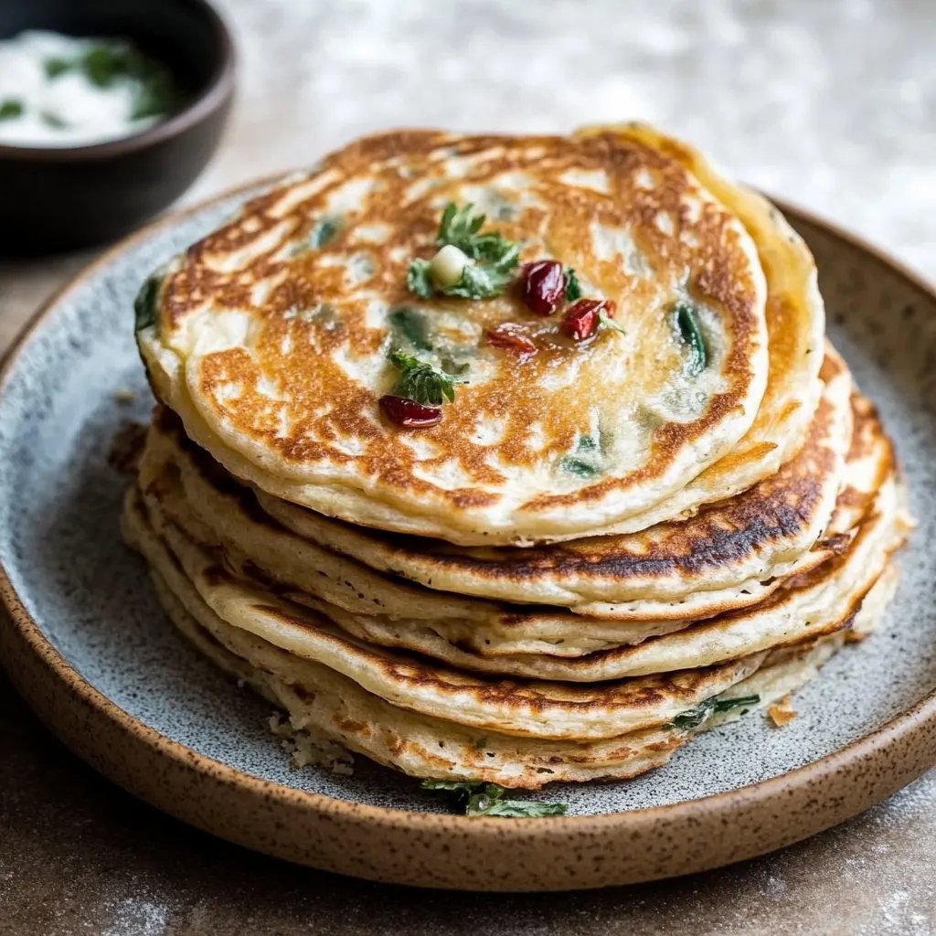 Extra blättrige Frühlingszwiebelpfannkuchen mit Schalotten